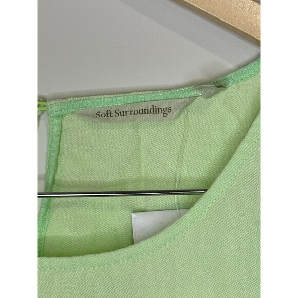 Soft Surroundings Lime Green Ruffle Blouse Summer Tencel Lyocell Sz XS 2-4 NEW - Picture 2 of 7